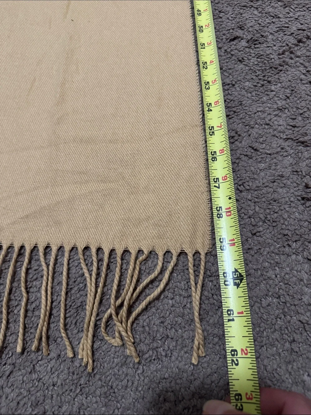 Made in Italy-Unisex Scarf-EUC-Classic Camel Tan-Twisted Fringe-Acrylic